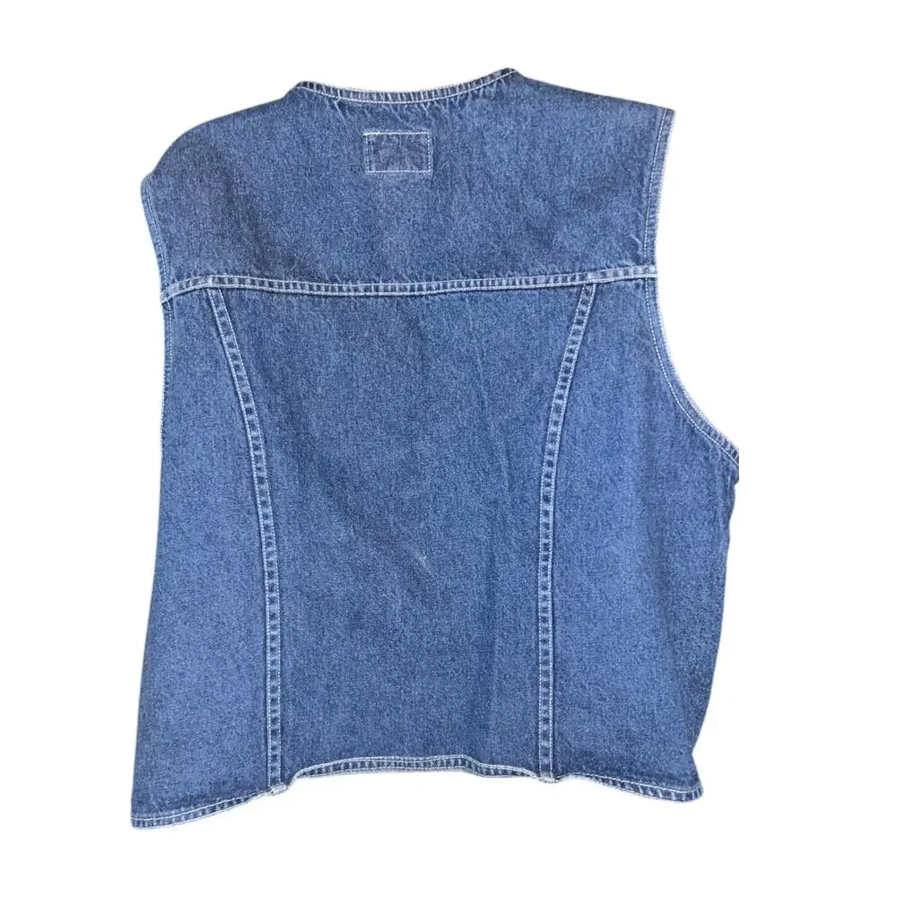 Vintage 90s Susan Bristol Southwestern Style Vest Womens Size XL Denim Back - Picture 3 of 5